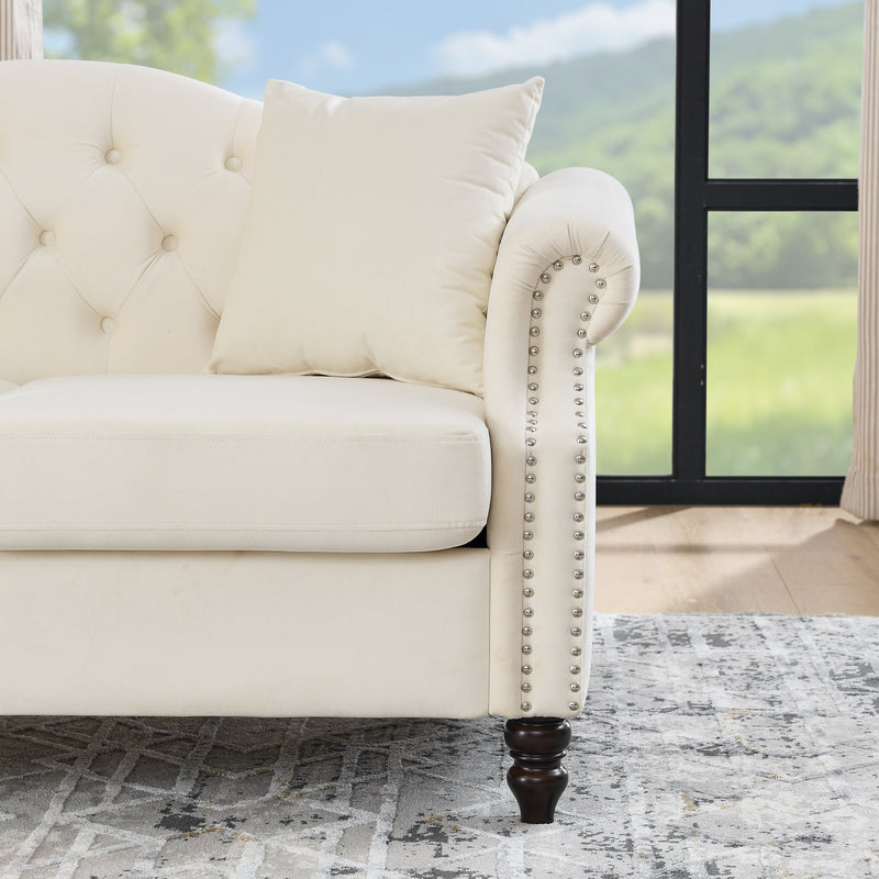 3-seater + 3-seater Combination sofa.Beige Velvet W834S00065