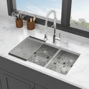 Modern Double Bowl Undermount Kitchen Sink 50 / 50 Design Stainless Steel by HouseOfZazla