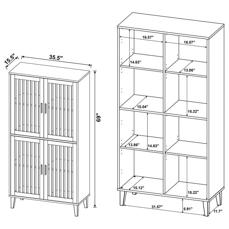 Sakai - 4 Door Tall Accent Cabinet With Slatted Doors - Brown, photo 4 of 8