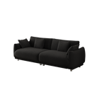 86.6 inch teddy fleece black sofa with four throw pillows hardware feet can be placed in the apartment bedroom to sit comfortably without taking up space