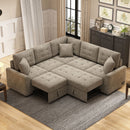 L-Shape Sofa Bed Pull-Out Sleeper Sofa With Wheels, USB Ports, Power Sockets For Living Room by HouseOfZazla