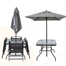 Outdoor Patio Dining Set For 4 People, Metal Patio Furniture Table And Chair Set With Umbrella - Black by HouseOfZazla