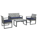 4 Piece Patio Furniture Set With Acacia Wood Table Top And Cushions by HouseOfZazla