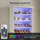8 Tier Led Illuminated Shoe Cabinet With Adjustable Shelves, Storage Rack For 26 Pairs - White by HouseOfZazla