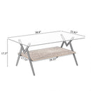 Rectangle Coffee Table With Tempered Glass Top And Shelf by HouseOfZazla