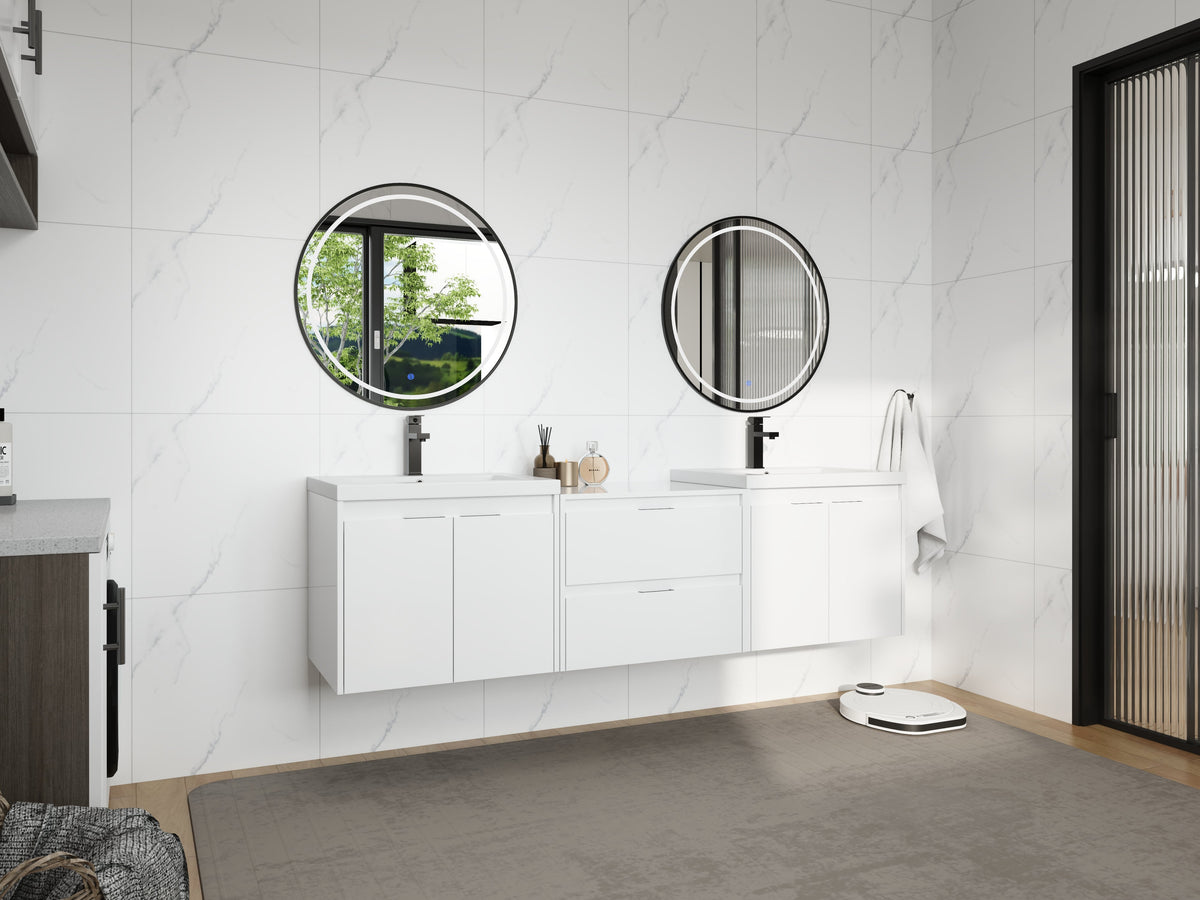 72" Bathroom Vanity With Resin Sink, Soft Close Doors, and 1-Side Cabinet, photo 3 of 10