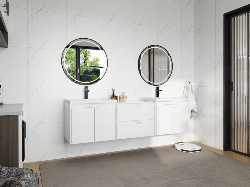 72" Bathroom Vanity With Resin Sink, Soft Close Doors, and 1-Side Cabinet, photo 3 of 10