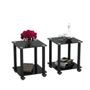 2-Piece Black Side Table, 2-Tier Space End Table, Modern Night Stand, Sofa table, Side Table with Storage Shelve