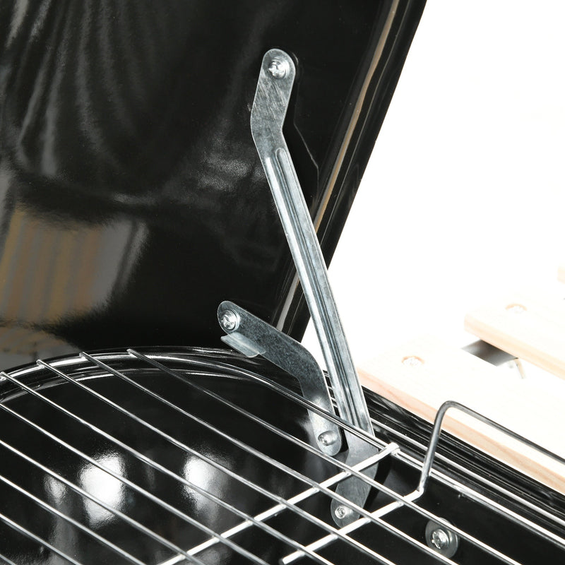 17" Portable Charcoal Grill with Wheels, 2 Side Tables and Bottom Shelf, BBQ with Adjustable Vents on Lid for Picnic, Camping, Backyard, Cooking, Red