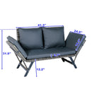 1 Pieces Patio Wicker Side Foldable Bench Patio Backyard Conversation Bench Gray Wicker - Dark Gray by HouseOfZazla