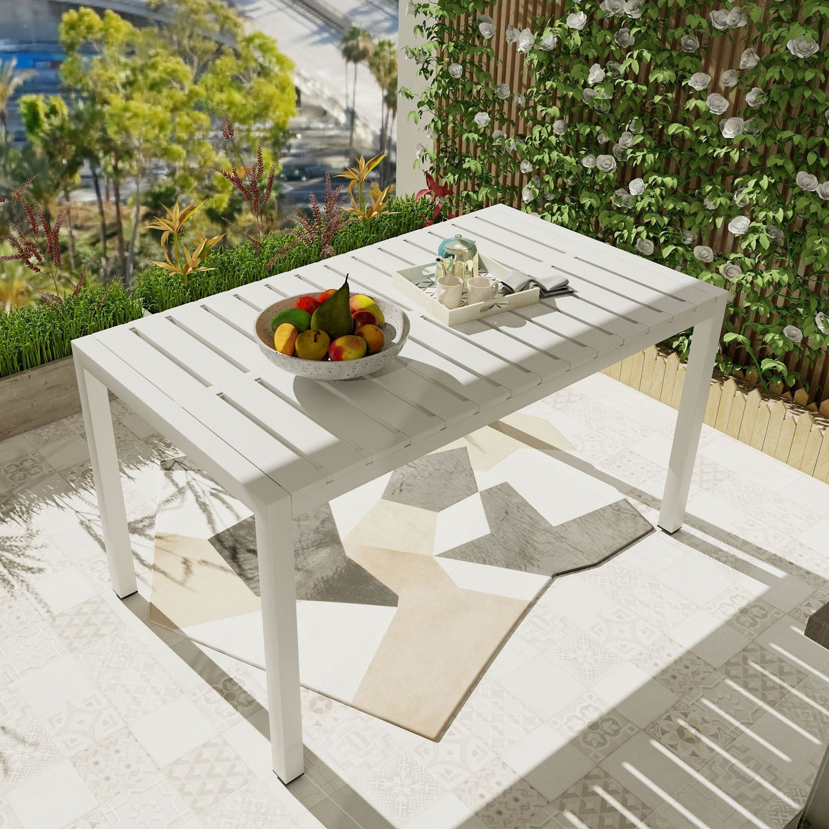 Modern Long Table with UV Resistant Powder-Coated Metal Legs, photo 2 of 4