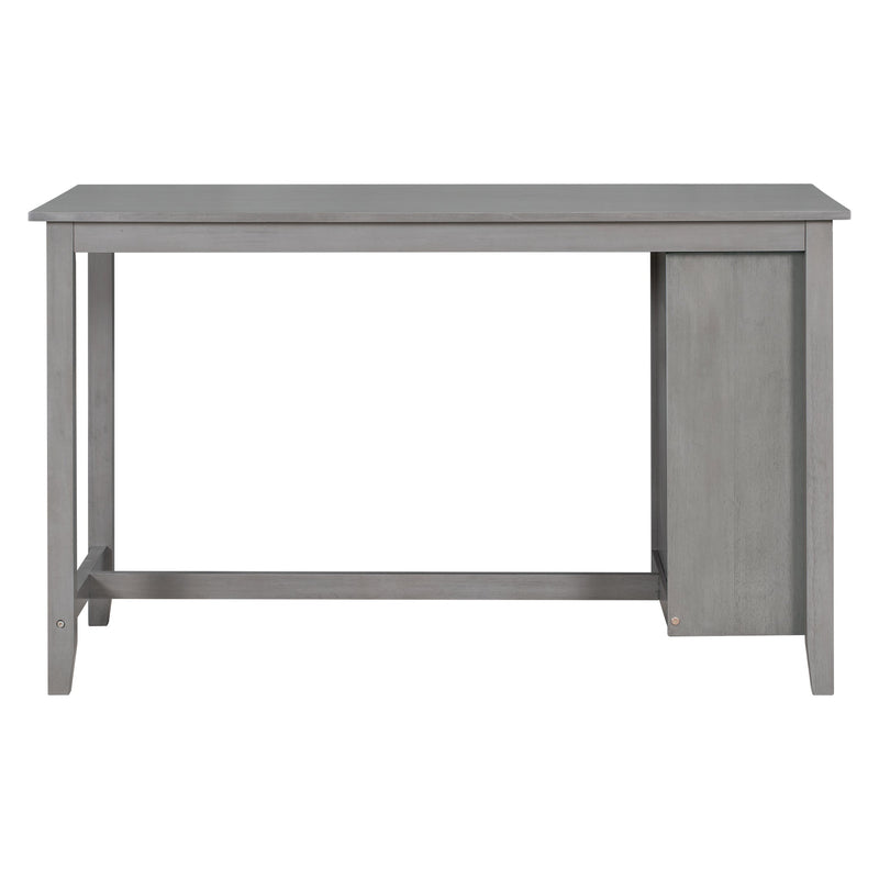 5-Piece Multi-Functional Rubber Wood Counter Height Dining Set with Padded Chairs and Integrated 9 Bar Wine Compartment, Wineglass Holders for Dining Room (Gray)