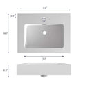 Glossy White Integrated Solid Surface Basin Without Drain & Faucet by HouseOfZazla