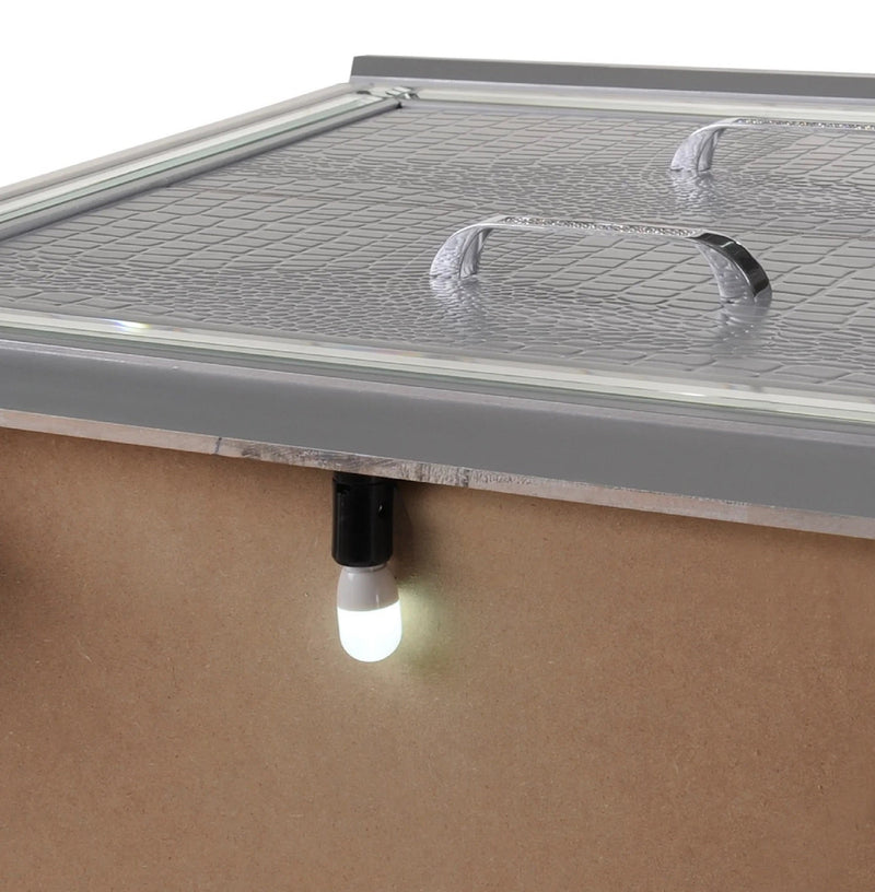 1pc Modern & Glam Style Two Drawers Nightstand Solid Wood Built-in Night Light Silver Crocodile Finish