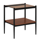 Modern Rectangle End Table (Set of 2) With Tempered Glass Tabletop And Layer - Brown by HouseOfZazla