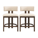 26" Counter Height Bar Stool, Upholstered Counter Stools (Set of 2) - Walnut & Beige by HouseOfZazla