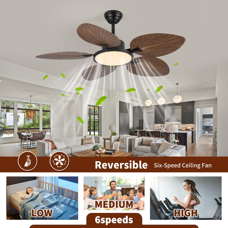 52-Inch Tropical Palm Leaf Ceiling Fan with Lights & Remote Control, photo 4 of 8