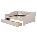 Upholstered Daybed With Two Drawers, Wood Slat Support by HouseOfZazla