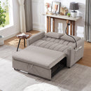 55.9" Convertible Sofa Bed Loveseat Sofa with Three USB Ports, Two Side Pockets, Two Cup Holders and 360Swivel Phone Holder for Living Room, Light Grey