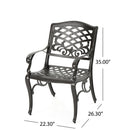 Luminea Outdoor Aluminum Dining Chair with Scroll Design, Bronze by HouseOfZazla