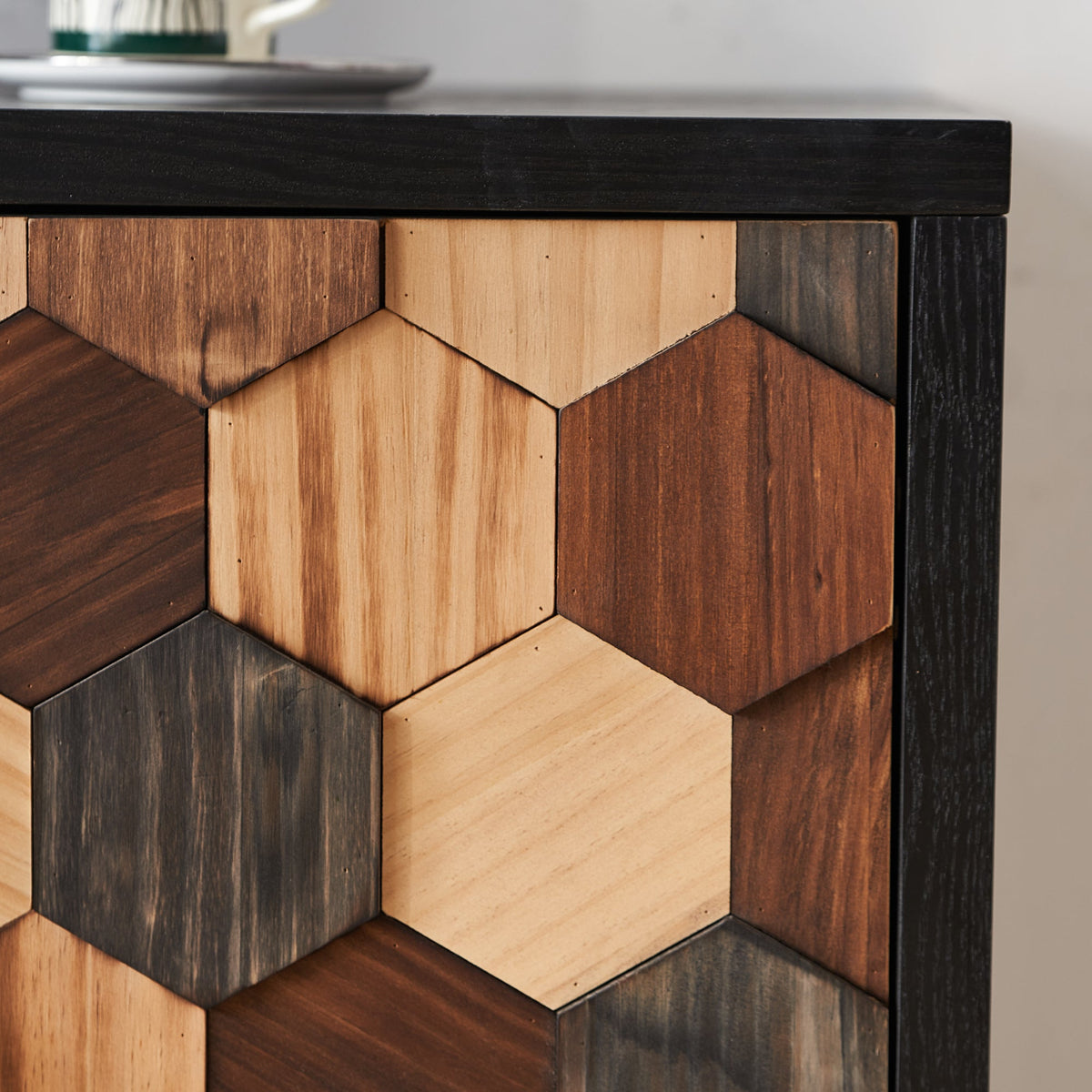 Distressed Storage Cabinet with Honeycomb Pattern, photo 7 of 10