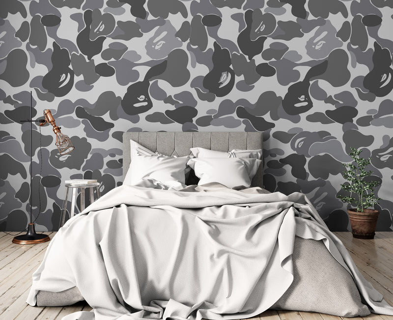 Bape Camo Wallpaper Mural. Green Camo Streetwear Hype Beast Aesthetics.