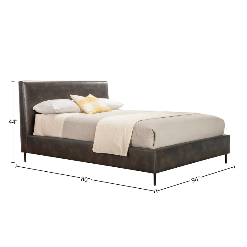 Sophia Faux Leather Platform Bed, Gray