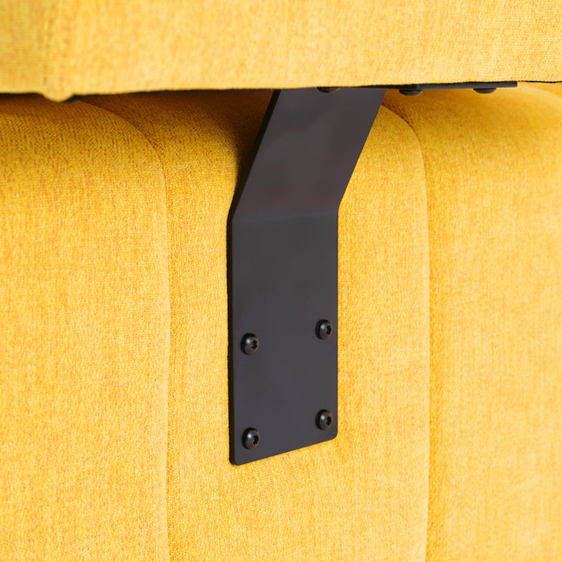 91.73" L-shaped Sofa Sectional Sofa Couch with 2 Stools and 2 Lumbar Pillows for Living Room, Yellow