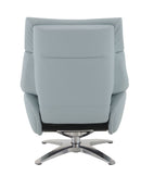 Janella - Top Grain Leather Accent Chair With Swivel & Ottoman - Baby Blue by HouseOfZazla