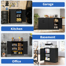 Heavy Duty Storage Cabinet With Lock, 2 Door File Cabinet With 2 Adjustable Shelves - Black by HouseOfZazla