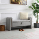 Modern Teddy Upholstered Large Bed End Bench With Arms And Storage by HouseOfZazla