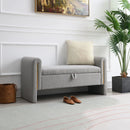 Modern Teddy Upholstered Large Bed End Bench With Arms And Storage by Unique Piece Furniture