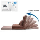 Modern Triple Fold Down Metal Frame Sofa Bed With 5 Reclining Positions And Pillow - Adjustable Upholstered Floor Couch For Gaming Or Guest Room - Brown by HouseOfZazla