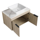 30" Modern Design Float Bathroom Vanity With Ceramic Basin Set, Wall Mounted White Oak Vanity With Soft Close Door, KD-PackingD-Packing Pieces