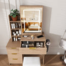 Modern Vanity Desk With 3 LED Lighting Modes, 4 Drawers by HouseOfZazla