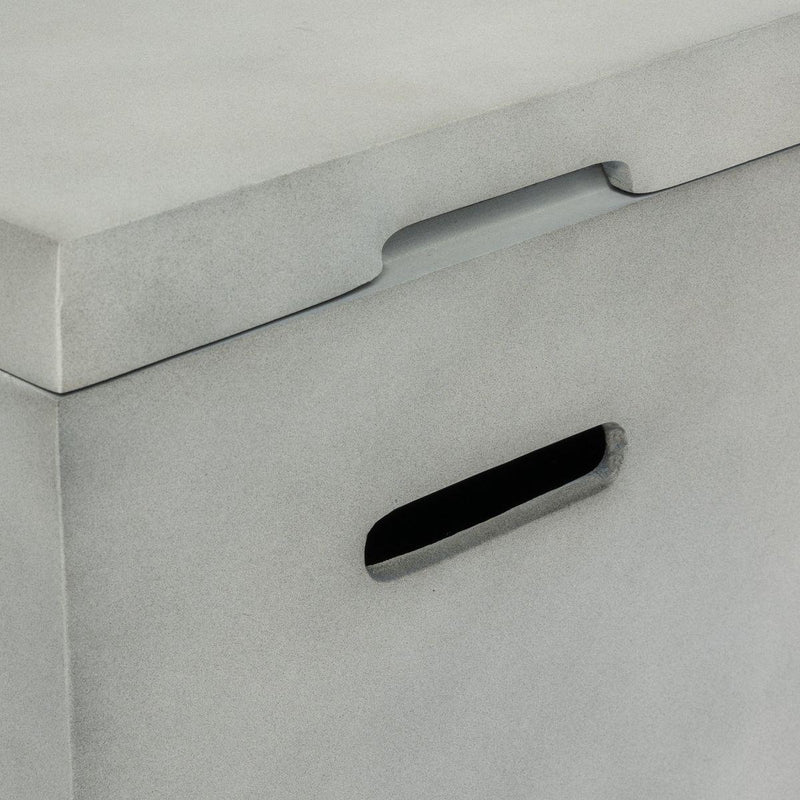 Outdoor Tank Table for Gas Fire Pits, Hides Propane Tank Cover, Concrete Light Gray, Side Handles