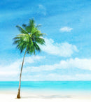 Tropical Palm Tree Wall Mural – Beach Shore Painting.