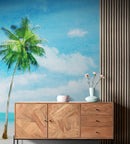 Tropical Palm Tree Wall Mural – Beach Shore Painting.