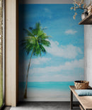 Tropical Palm Tree Wall Mural – Beach Shore Painting.