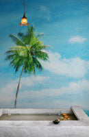 Tropical Palm Tree Wall Mural – Beach Shore Painting.