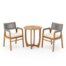 Outdoor 3 Piece Dining Set With Cushion - Gray / Teak by HouseOfZazla