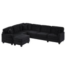 Upholstered U-Shaped Sectional Sofa With Movable Ottoman And Side Storage Pockets by HouseOfZazla