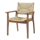5-Piece Outdoor Dining Set: Teak Finish Round Acacia Wood Table & 4 Wicker Armchairs by HouseOfZazla