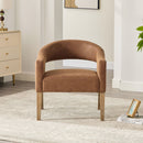 Upholstered Open Back Armchair With Weathered Rubberwood Legs by Unique Piece Furniture