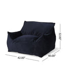 Allea - Velveteen Bean Bag Chair With Armrests - Midnight Blue by HouseOfZazla