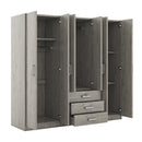 6-Doors Wooden Wardrobe Storage for Bedroom, with Big Drawers, Gray