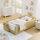 Cute Rabbit Ear Upholstered Platform Bed Frame With Safety Rail