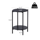 2-layer End Table with Whole Marble Tabletop, Round Coffee Table with Black Metal Frame for Bedroom Living Room Office (black, 1 piece)