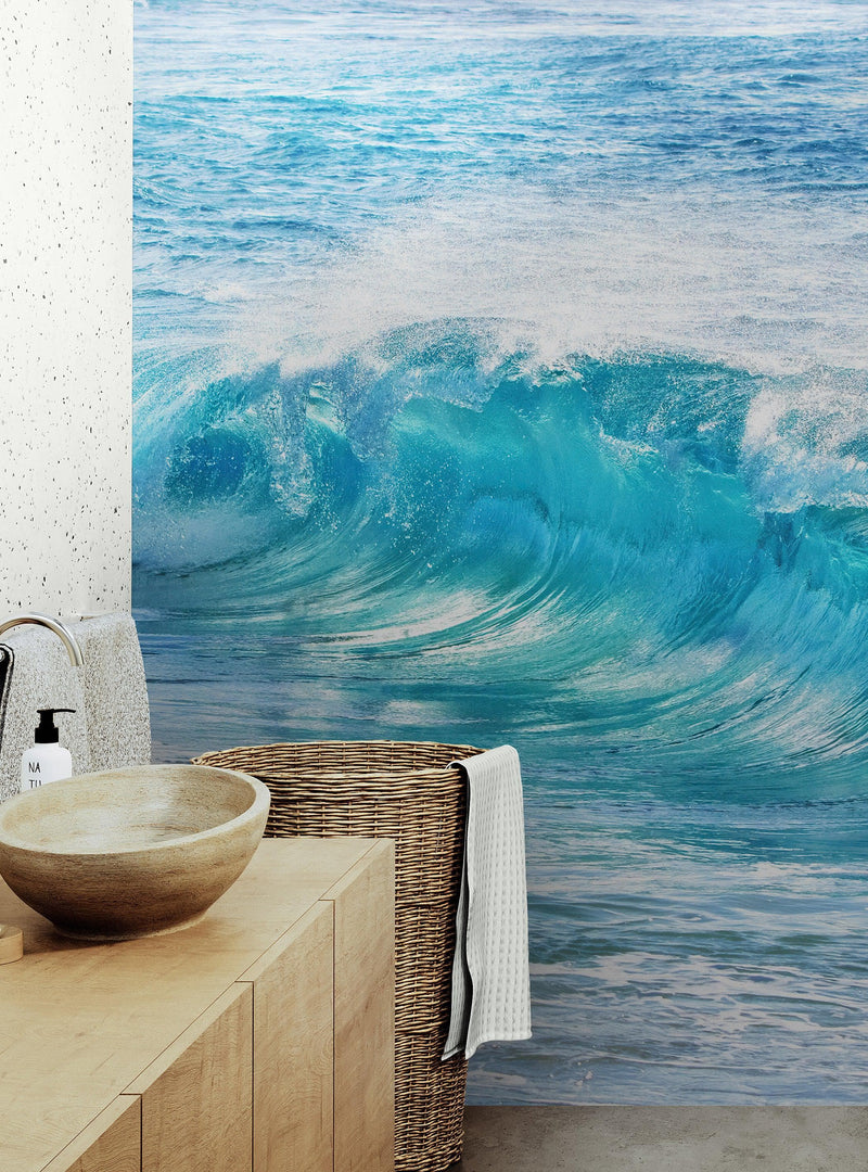 Turquoise Ocean Wave Wallpaper. Surf Ocean Wave Wall Mural.