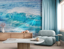 Turquoise Ocean Wave Wallpaper. Surf Ocean Wave Wall Mural.